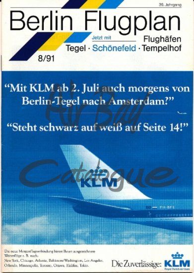 Berlin Flugplan 8/91/Timetables/GE - Click Image to Close